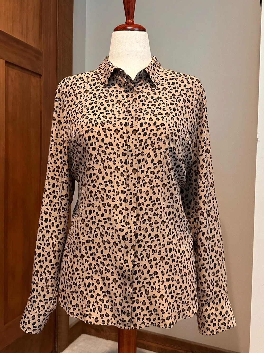 J. Crew Leopard Print Silk Blouse